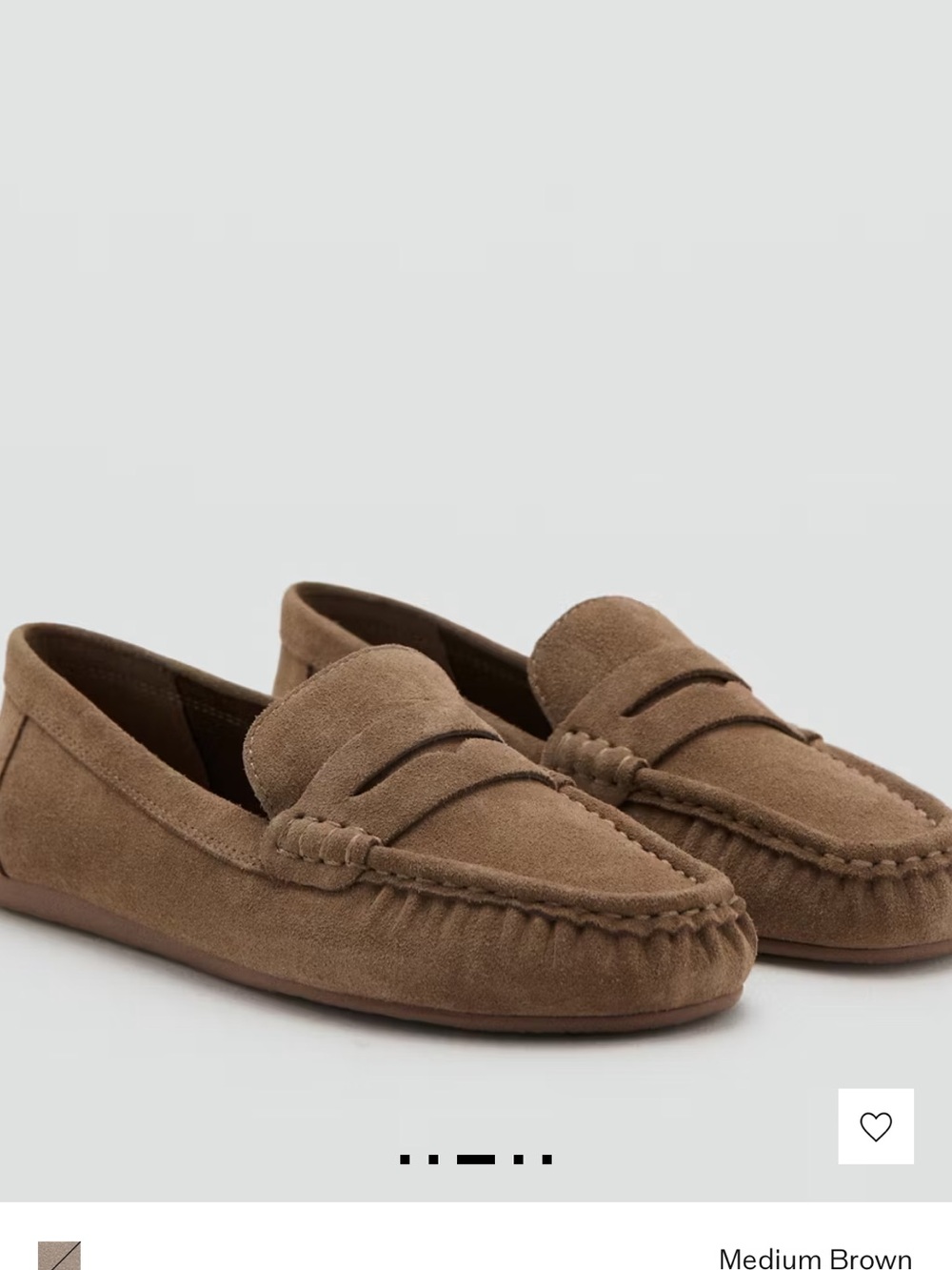 NEW NEVER WORN Mango Suede Penny Loafers in Medium Brown WOMENS 7.5